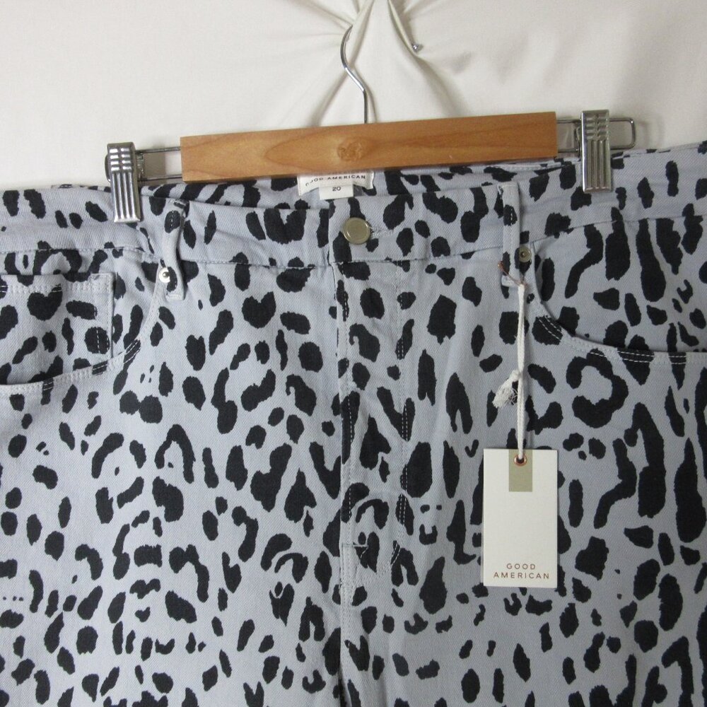 Good American Jeans Good Icon Straight Mineral Glass Leopard Plus Size 20 NWT - Picture 9 of 16